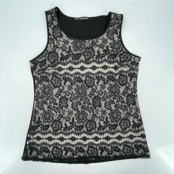 Maurices Women's Tank Top, Sz. 0, Black Lace Overlay,  Floral Goth Fairy Dressy - Picture 7 of 9